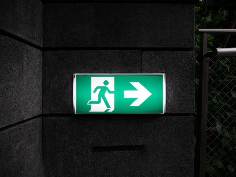 close-up of exit sign