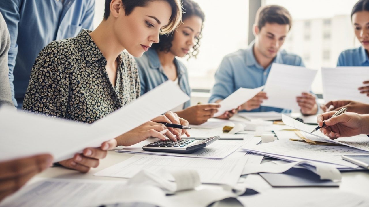 entrepreneurs searching through tax forms