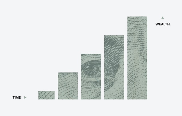 bar graph with a dollar bill superimposed