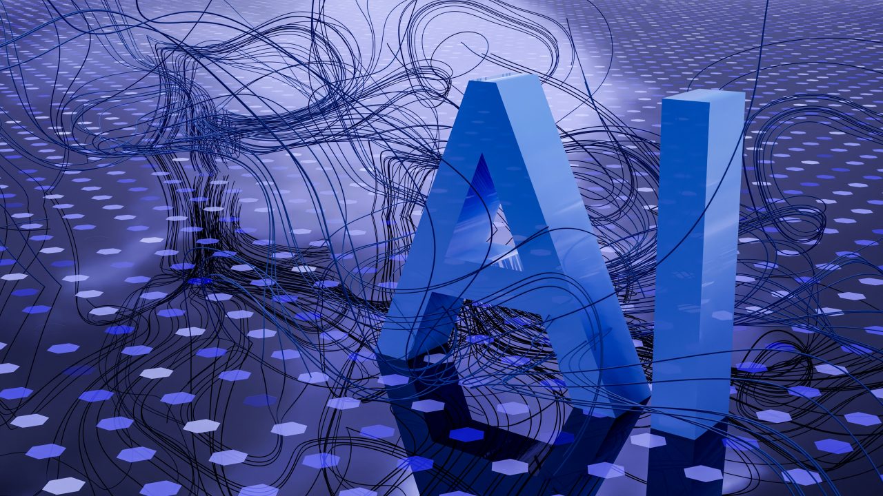 the word AI superimposed on a patterned background
