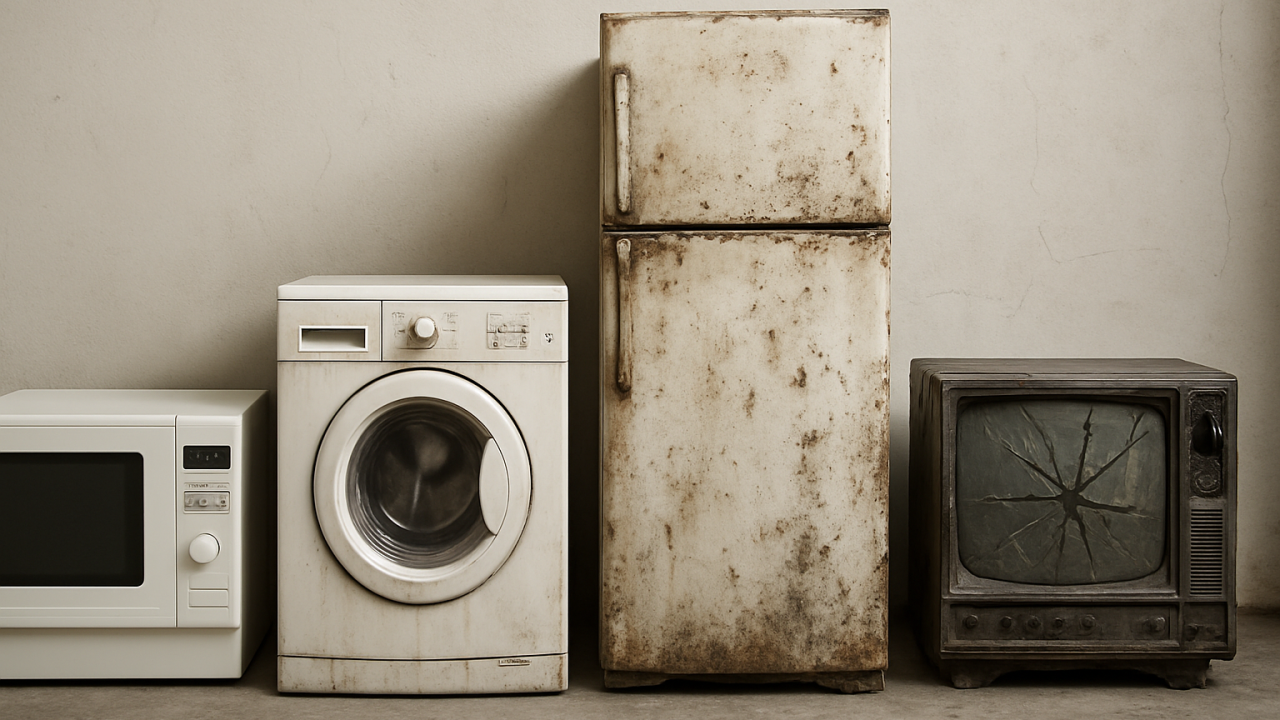 a lineup of household appliances that increase in wear and tear