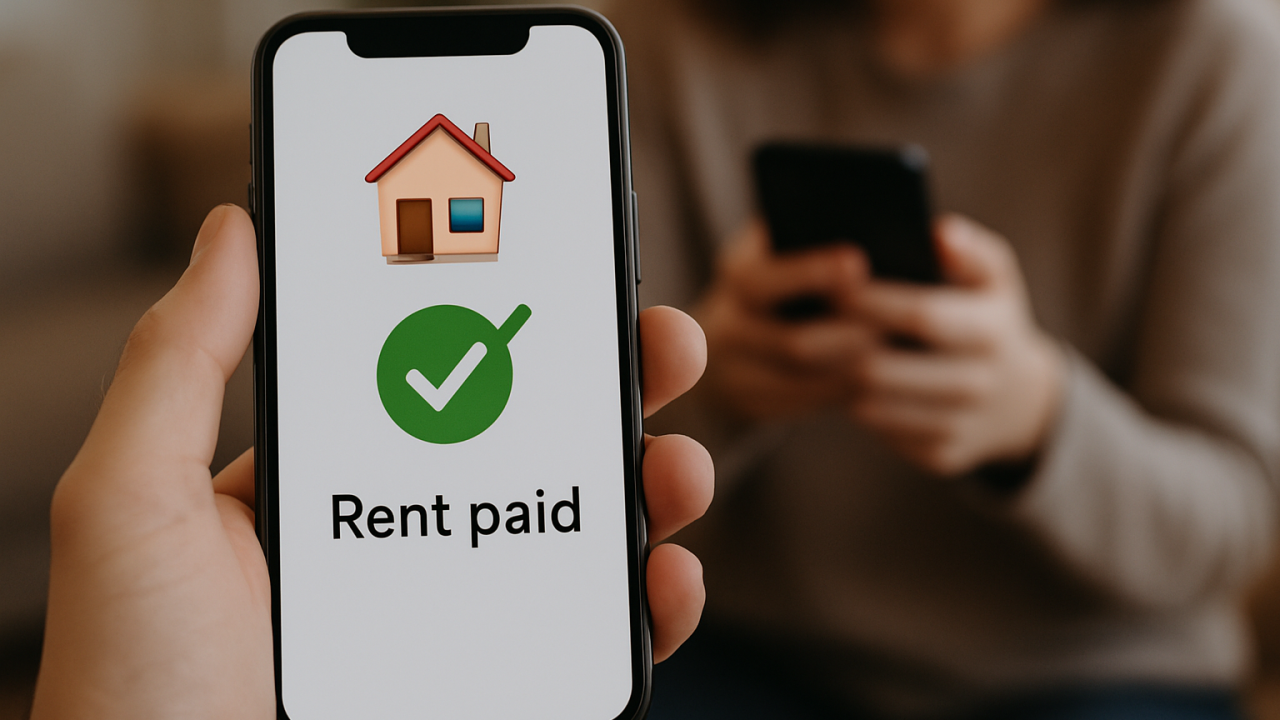 closeup of someone's phone saying payment received for rent